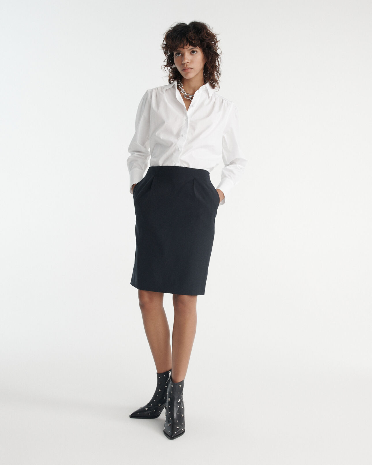 The Kooples FEMME WHITE chemise blanche fluide à plis épaule