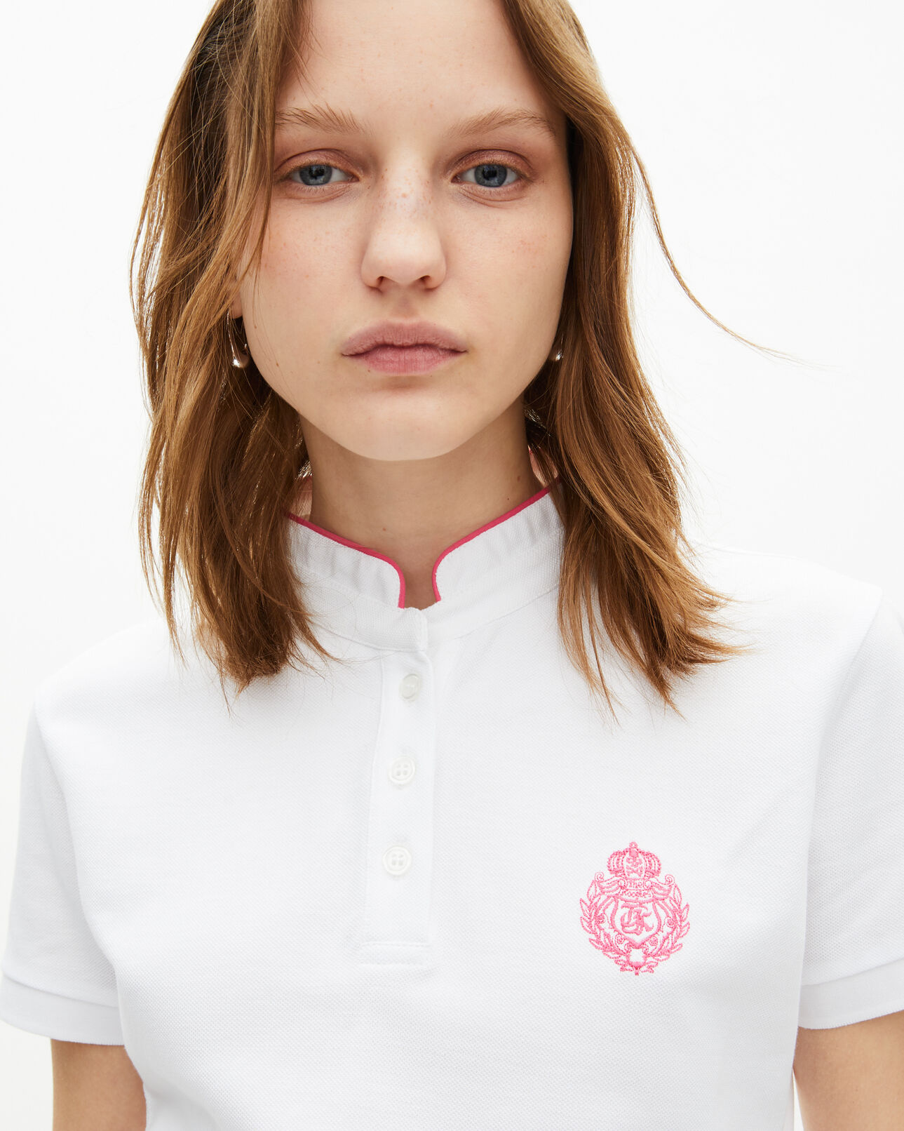 The Kooples MUJER WHITE polo blanco con cuello en contraste