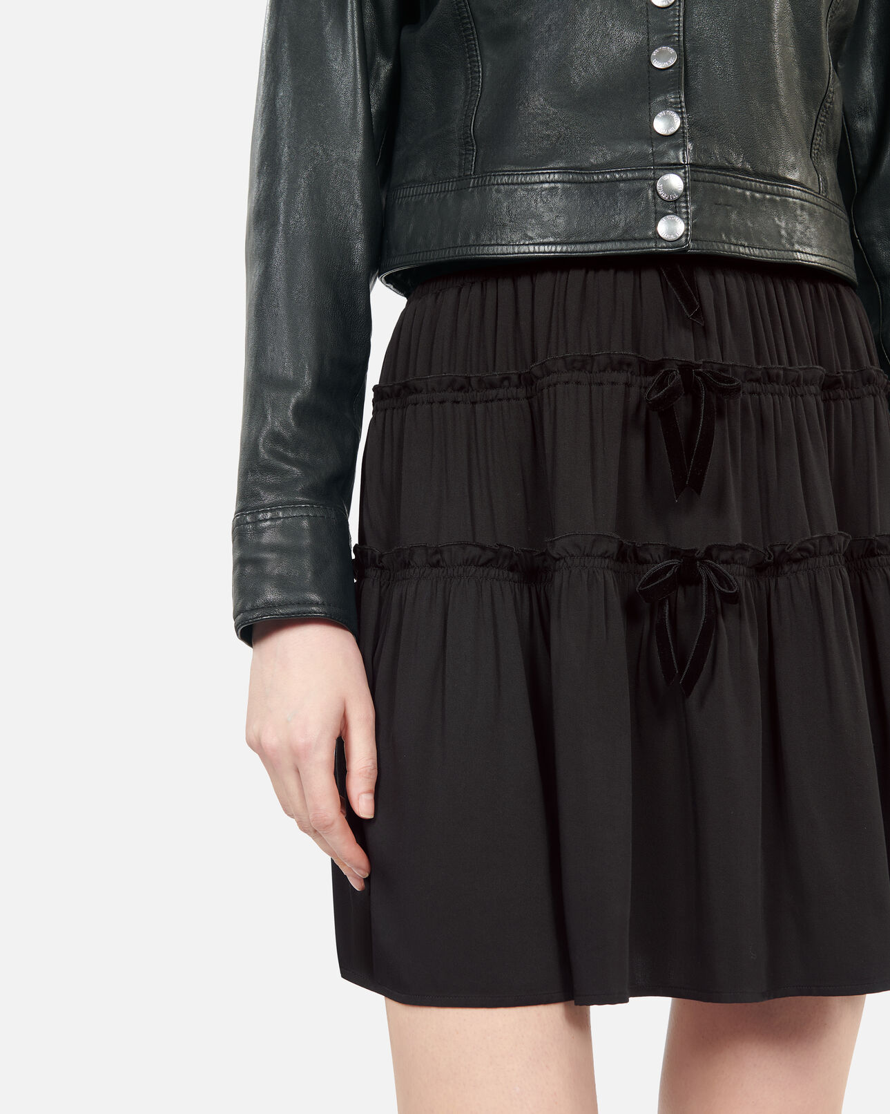 The Kooples FEMME BLACK jupe courte avec nœuds noire