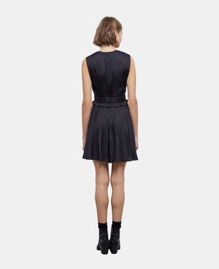 The Kooples DAMEN BLACK schwarzes kurzes faltenkleid