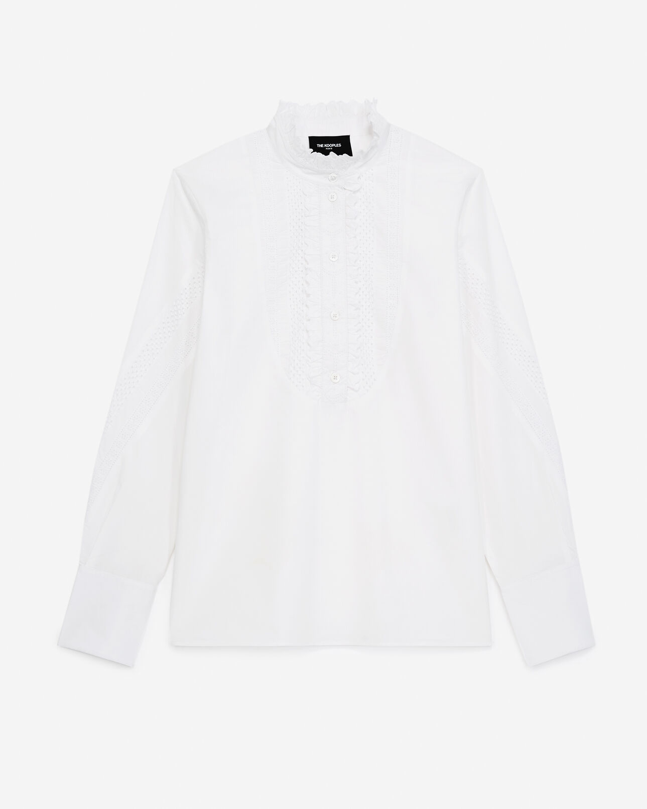 The Kooples MUJER WHITE camisa blanca algodón bordado manga