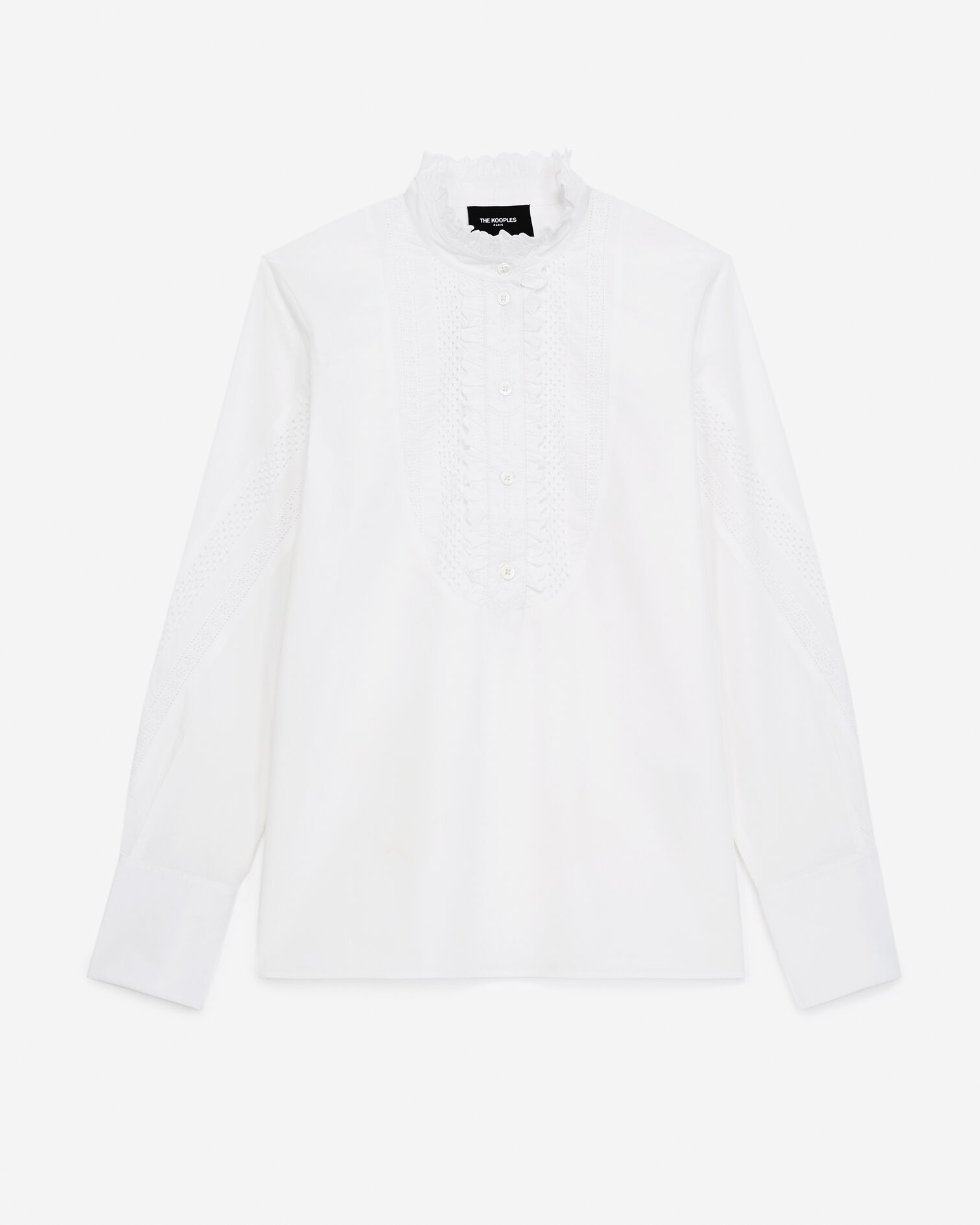 Camisa blanca algodón bordado manga, WHITE, hi-res image number null