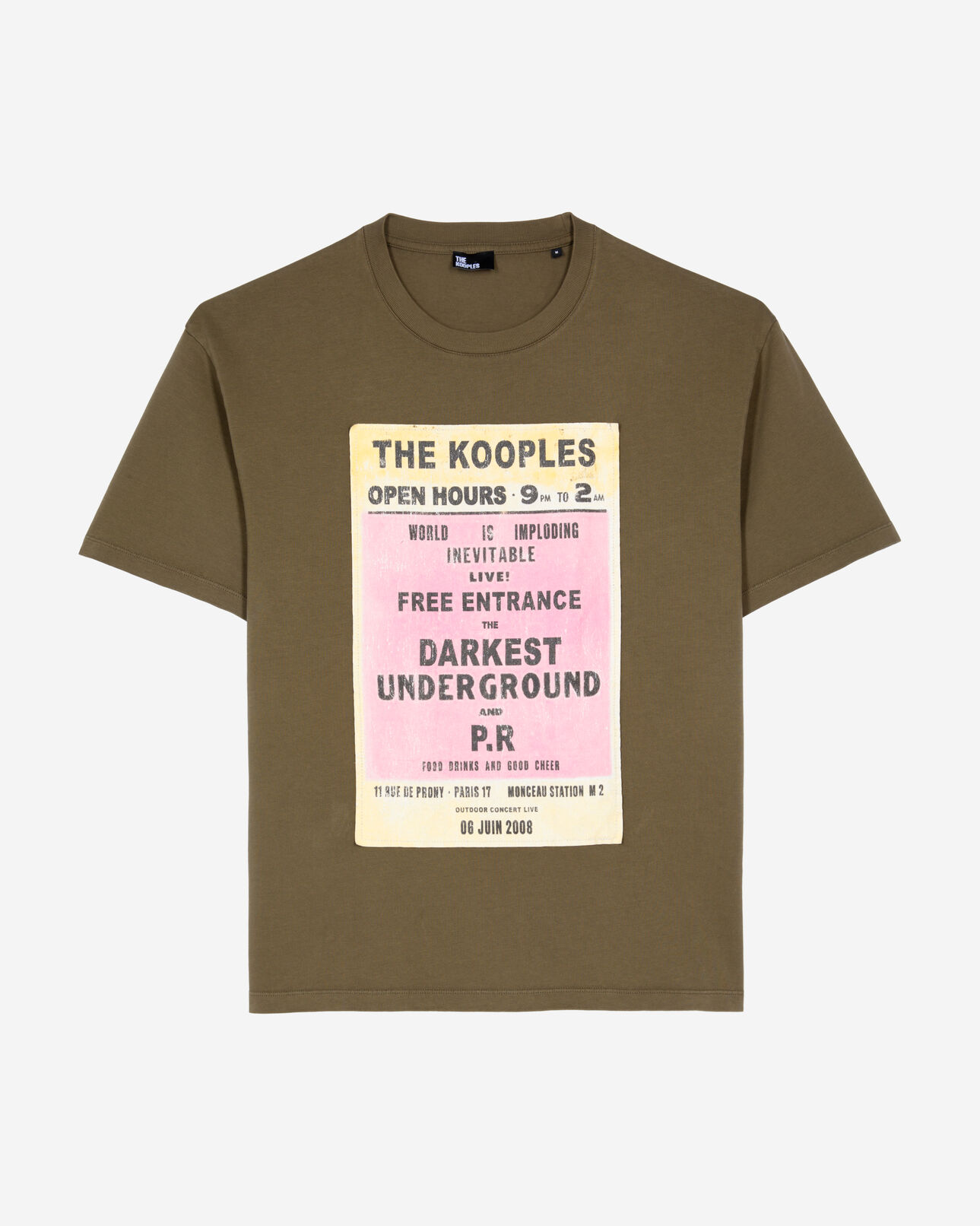 The Kooples MEN OLIVE KAKI t-shirt with khaki screen print