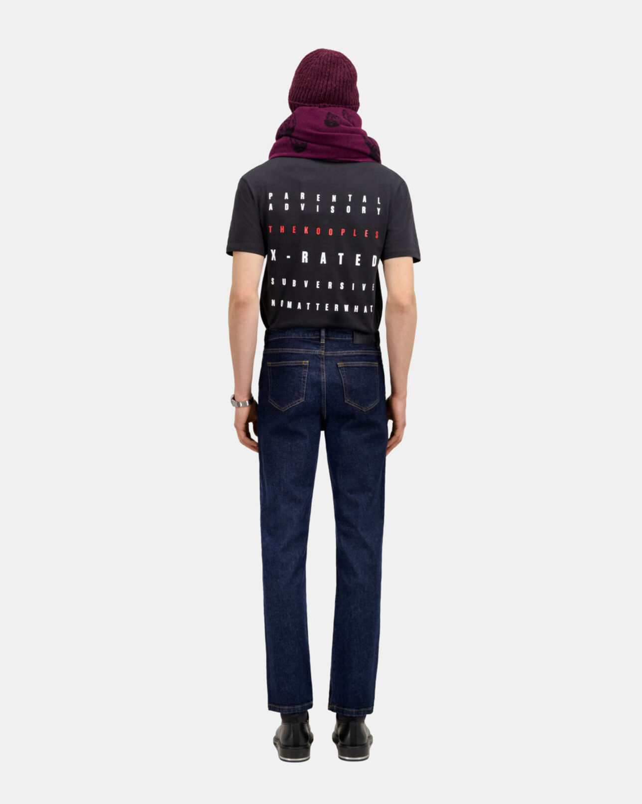 The Kooples HOMME BLUE BRUT jean bleu slim avec poche en cuir