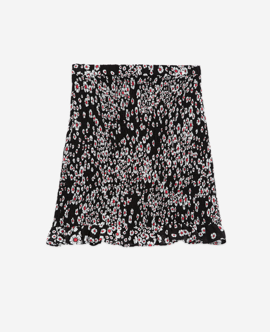 The Kooples FEMME BLACK / PINK jupe courte fleurie noir
