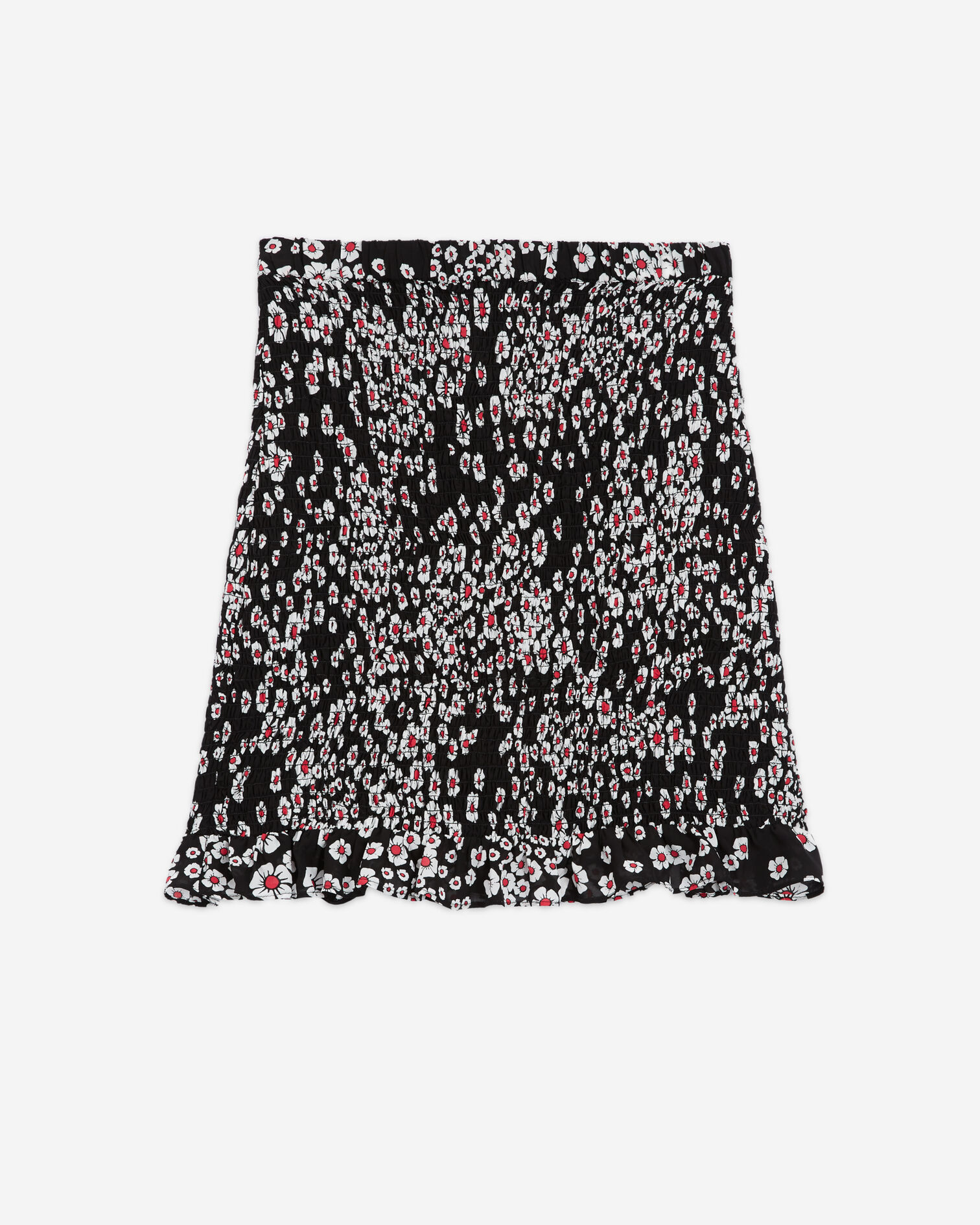 Short black floral skirt, BLACK / PINK, hi-res image number null
