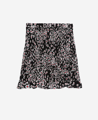 The Kooples FEMME BLACK / PINK jupe courte fleurie noir