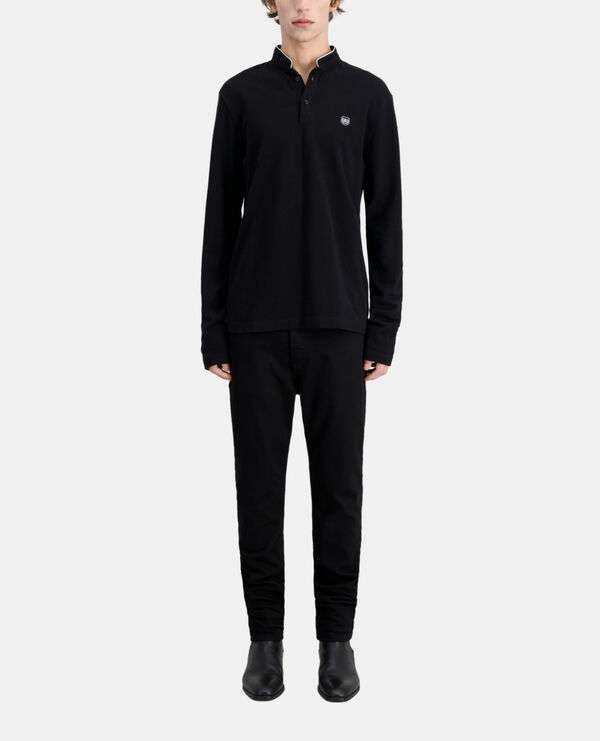 black cotton polo t-shirt
