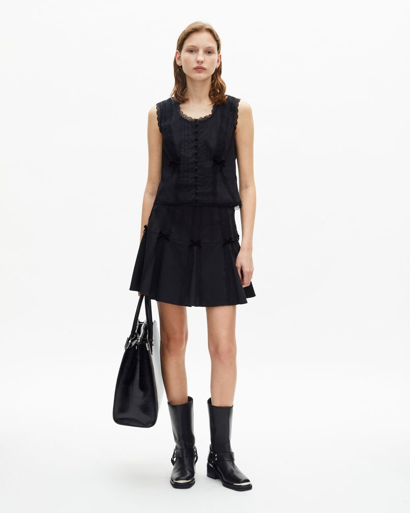 The Kooples DAMEN BLACK top mit spitzendetails schwarz
