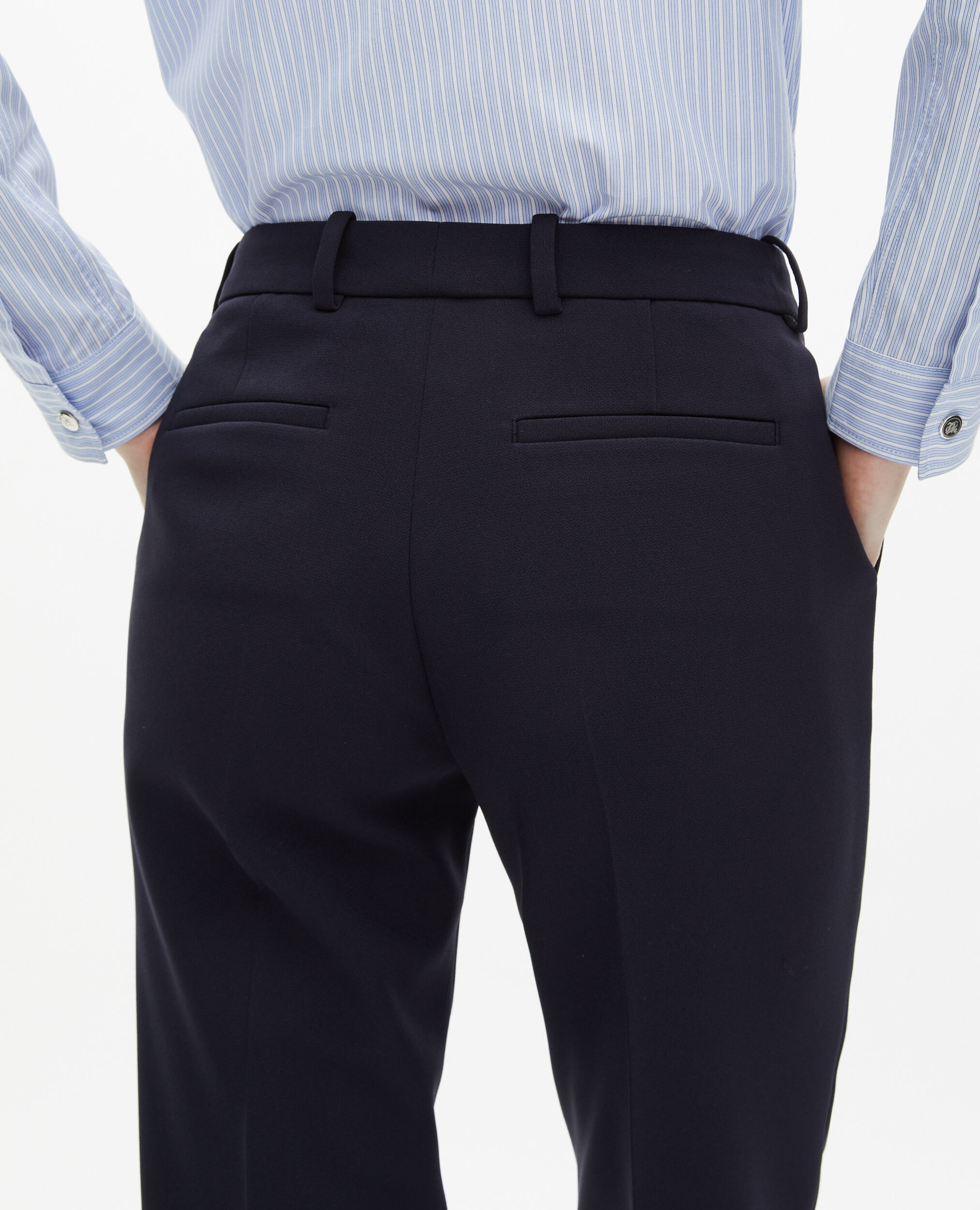 Slim-fit crepe pants navy blue, DARK NAVY, hi-res image number null