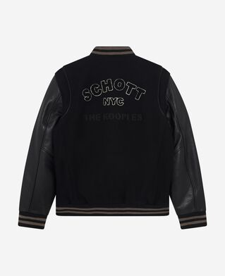 The Kooples HOMME BLACK blouson varsity en cuir noir