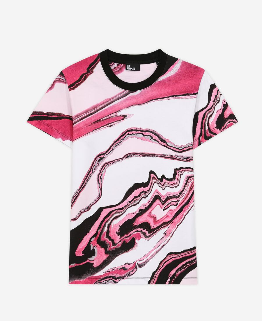 The Kooples F WHITE PINK women's printed t-shirt