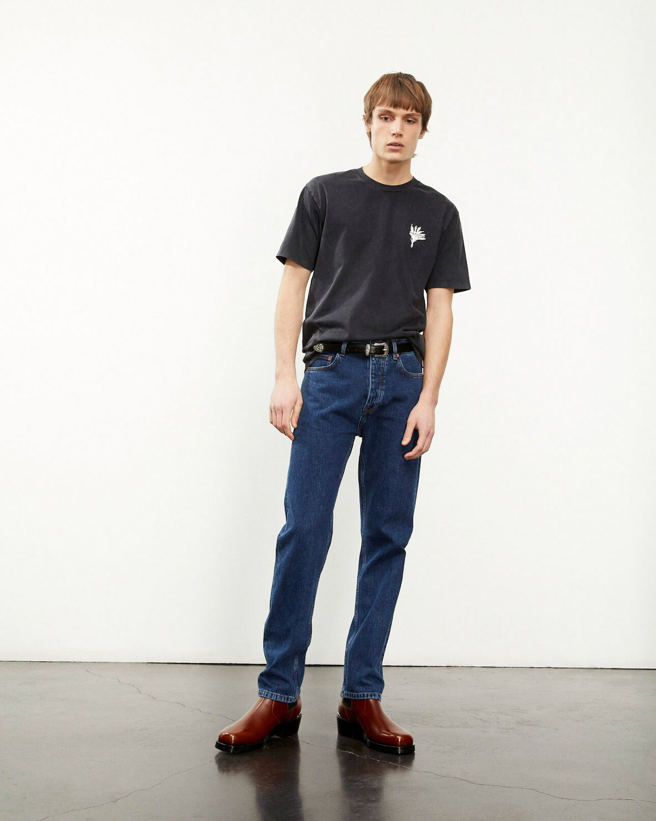 The Kooples MEN BLACK WASHED black t-shirt