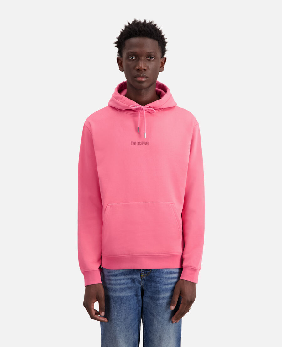 sweatshirt homme à capuche rose avec logo