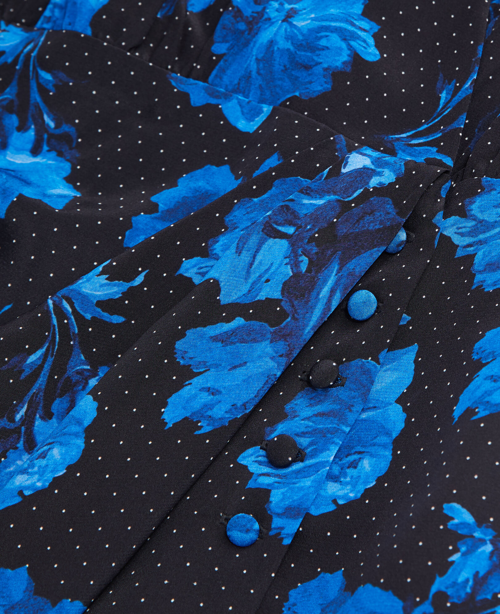The Kooples FEMME BLACK BLUE robe portefeuille courte imprimée en soie