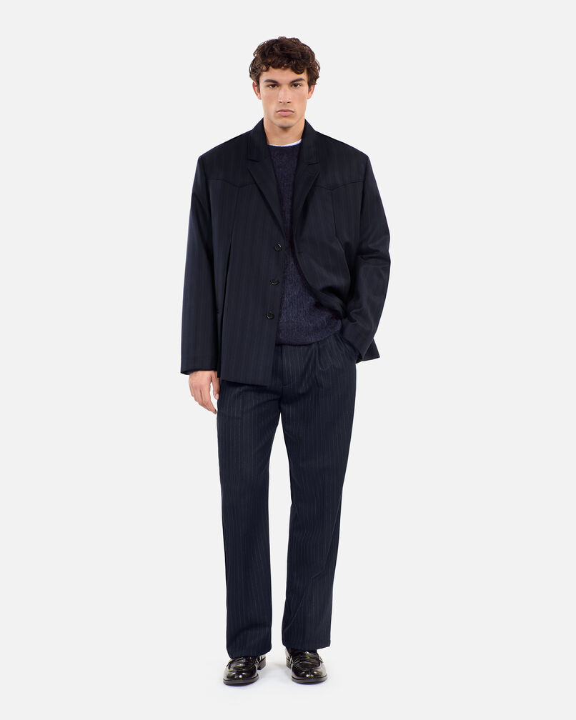 The Kooples HOMME NAVY blazer style kimono à rayures bleu