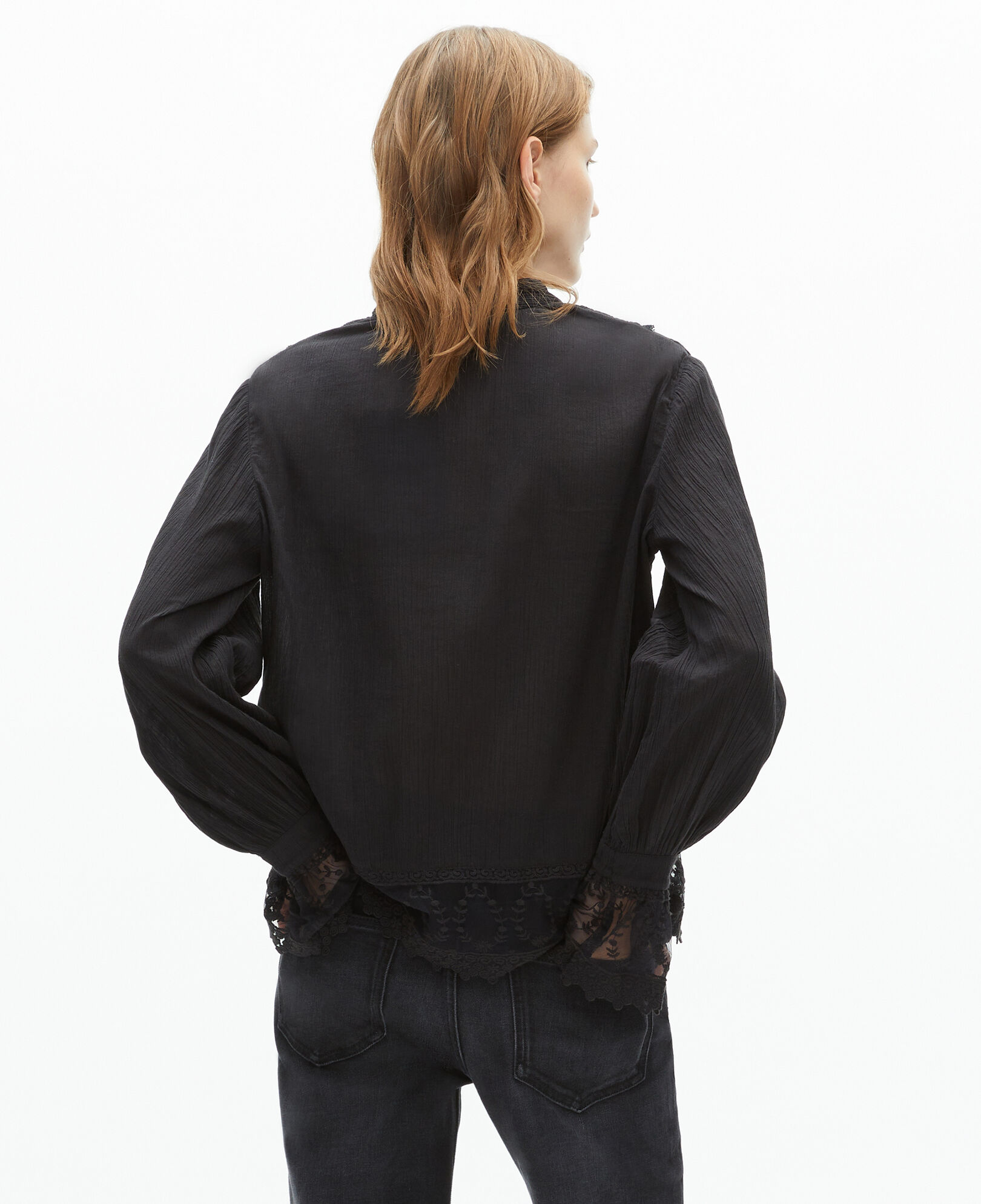 The Kooples WOMEN BLACK black guipure lace top