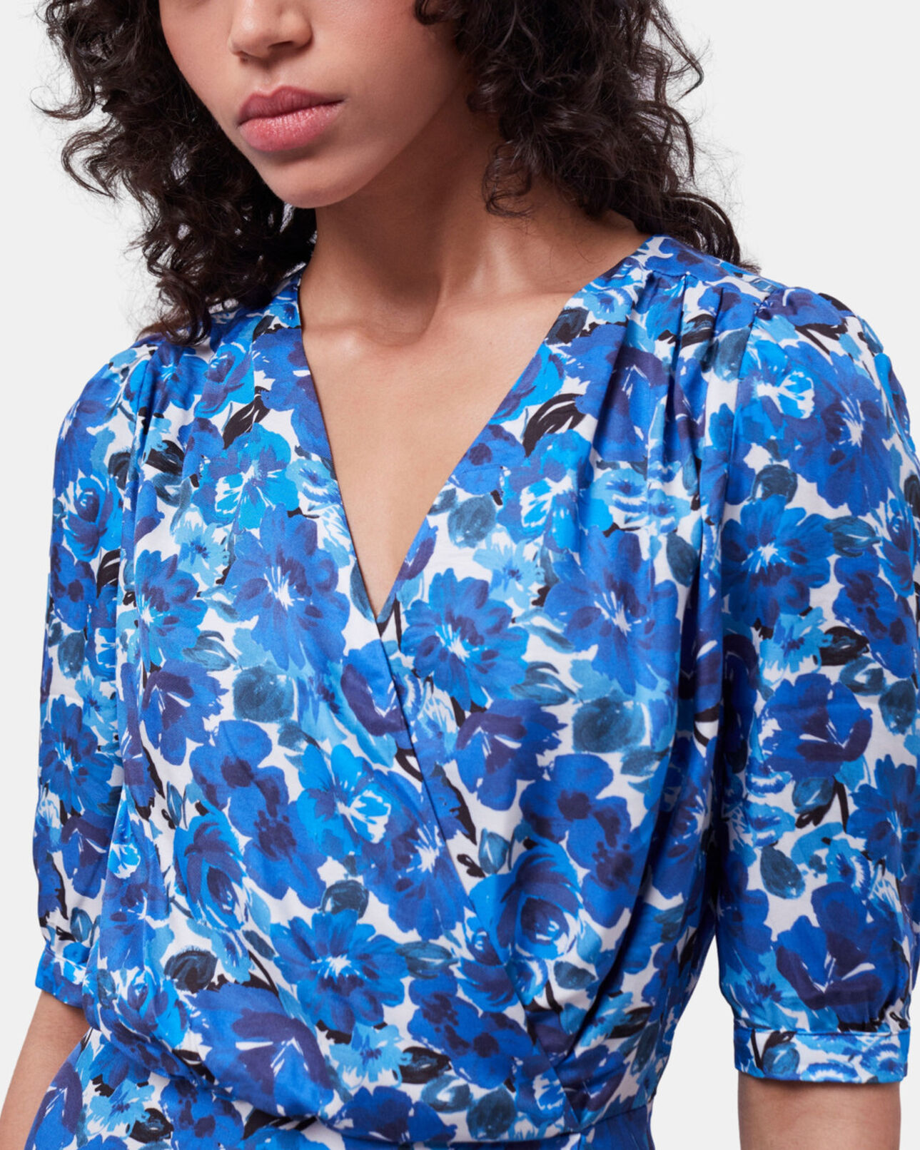 The Kooples F BLUE WHITE short printed wrap dress