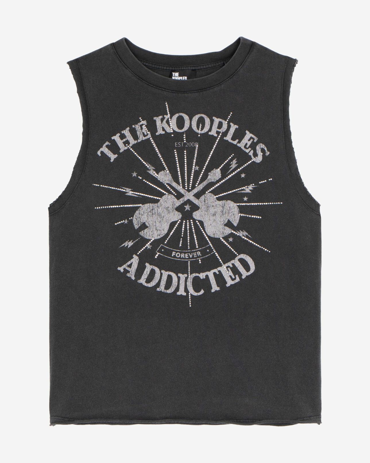 The Kooples FEMME BLACK WASHED débardeur avec sérigraphie noir délavé