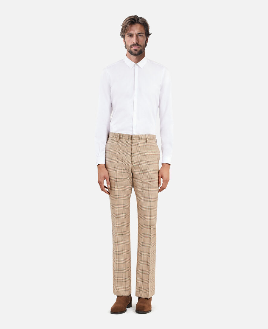 The Kooples MEN BEIGE-BROWN prince of wales beige suit pants