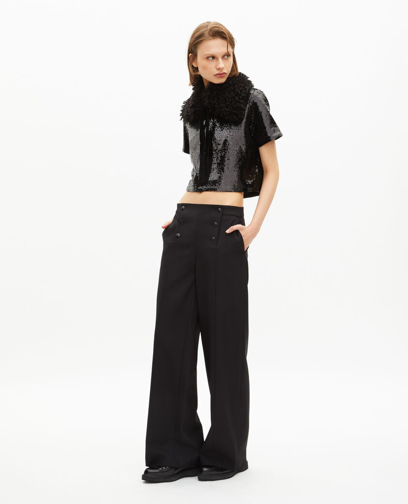 The Kooples DAMEN BLACK pailletten-top schwarz