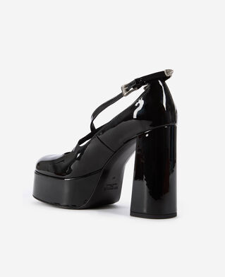 The Kooples WOMEN BLACK black patent leather heeled pumps