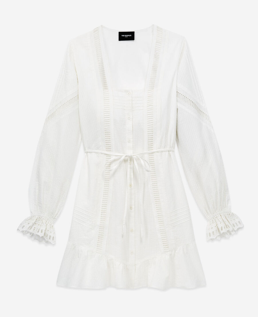 short white light dress with embroidery