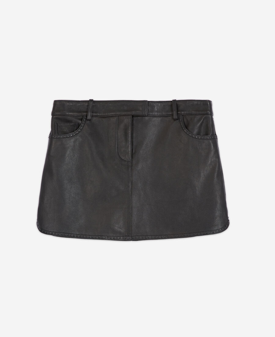 Black leather skirt with studs | The Kooples - US