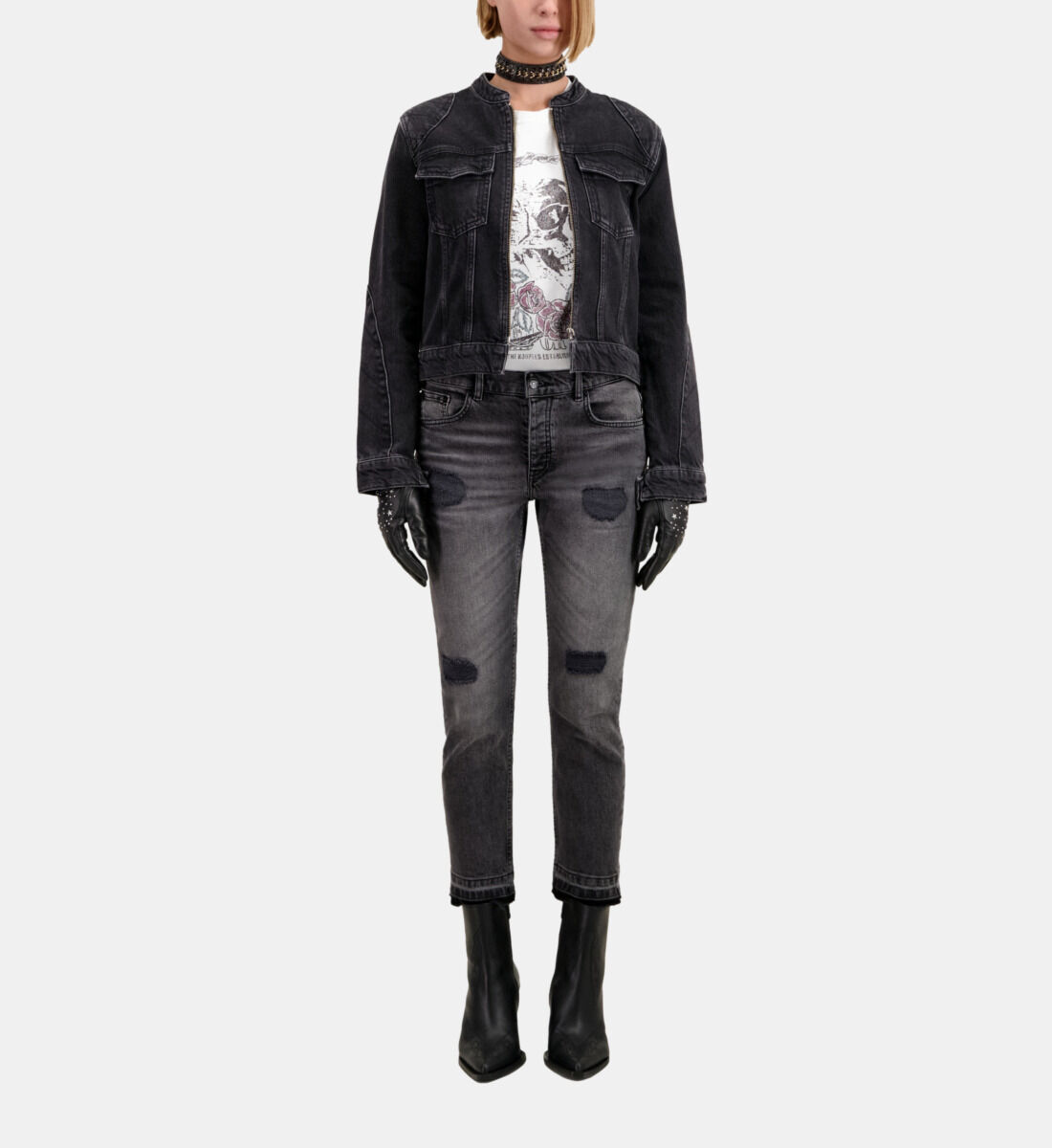 The kooples black denim jacket clearance