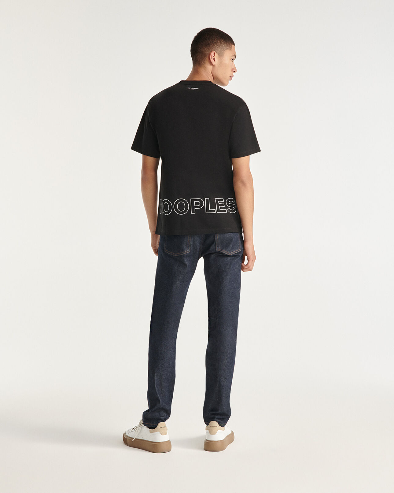 The Kooples HOMME BLACK t-shirt noir coton à imprimé the kooples