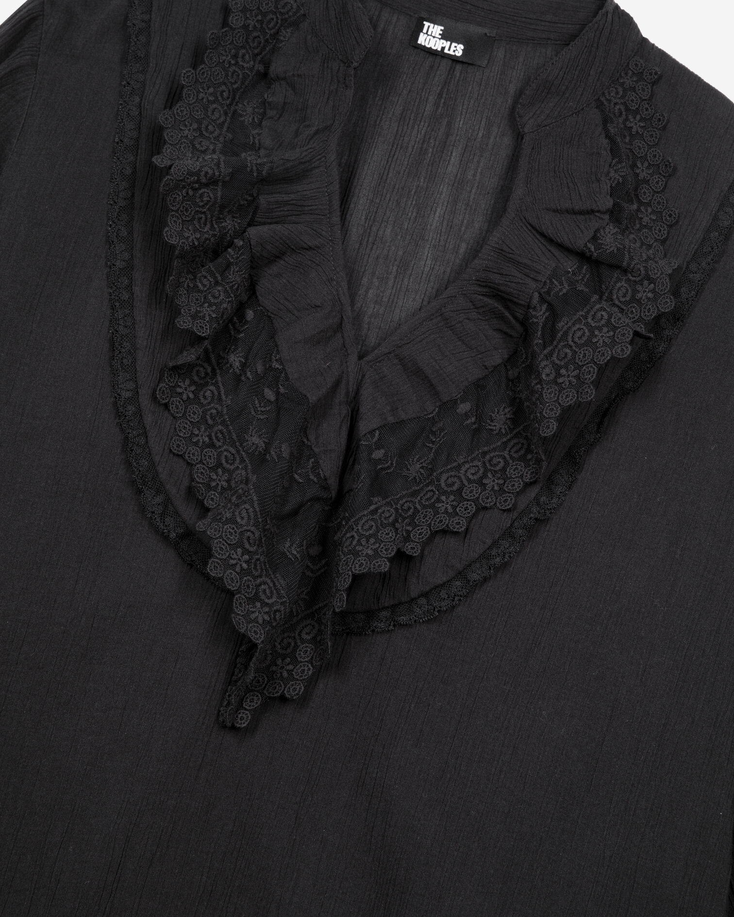 Blouse with black guipure, BLACK, hi-res image number null