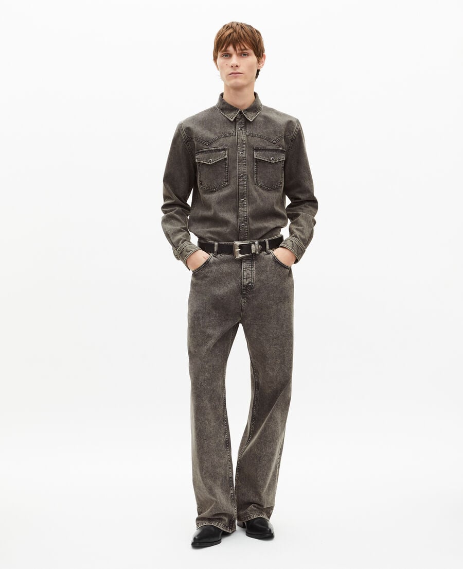 The Kooples MEN DENIM GREY grey denim shirt