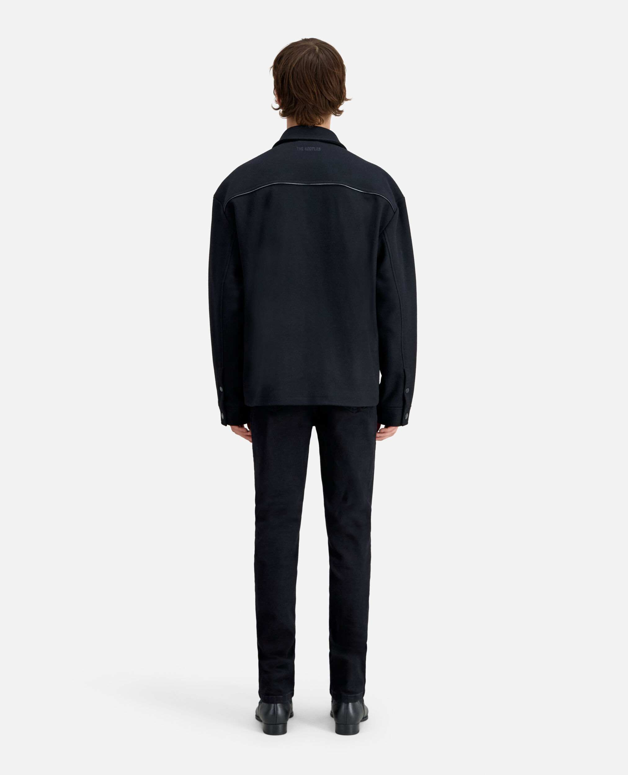 Schwarze Hemdjacke aus einer Wollmischung, BLACK, hi-res image number null