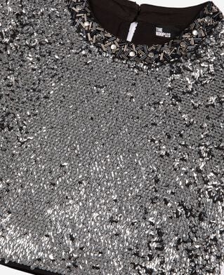 The Kooples WOMEN SILVER silver sequin crop top