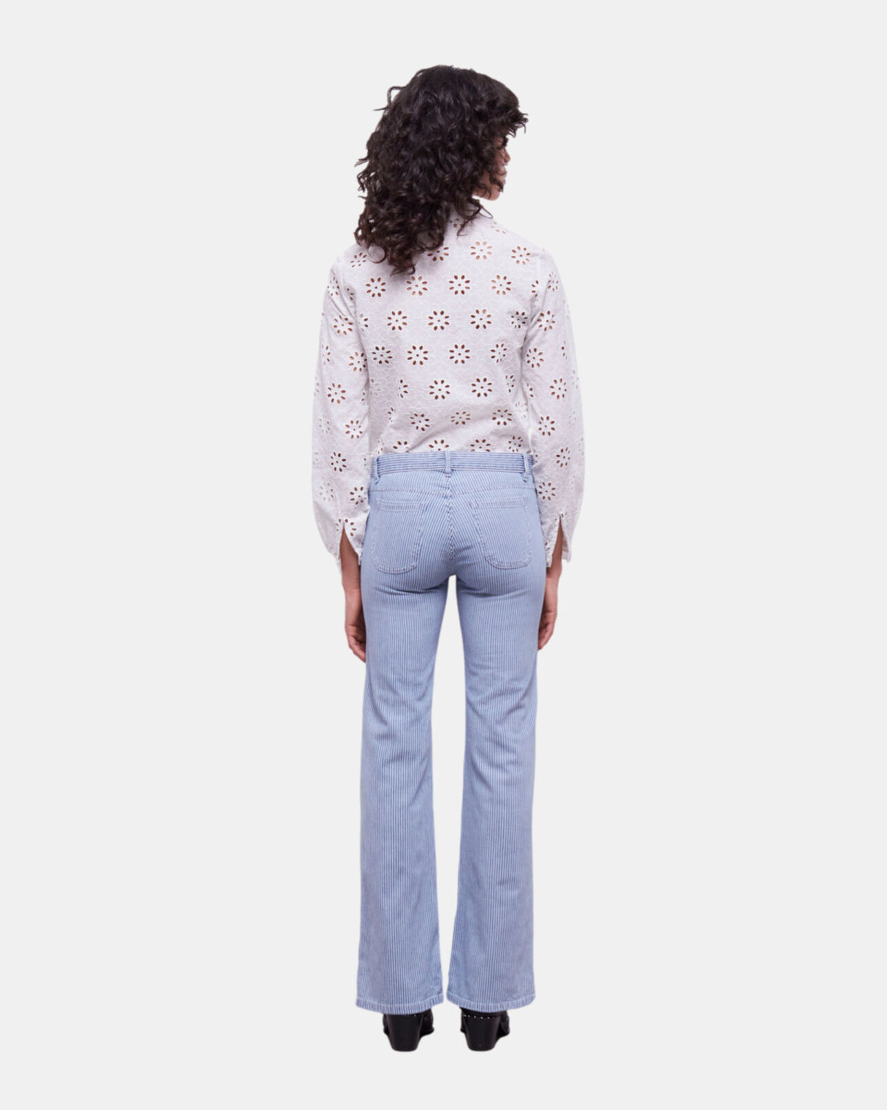 The Kooples WOMEN BLUE DENIM blue and white striped jeans