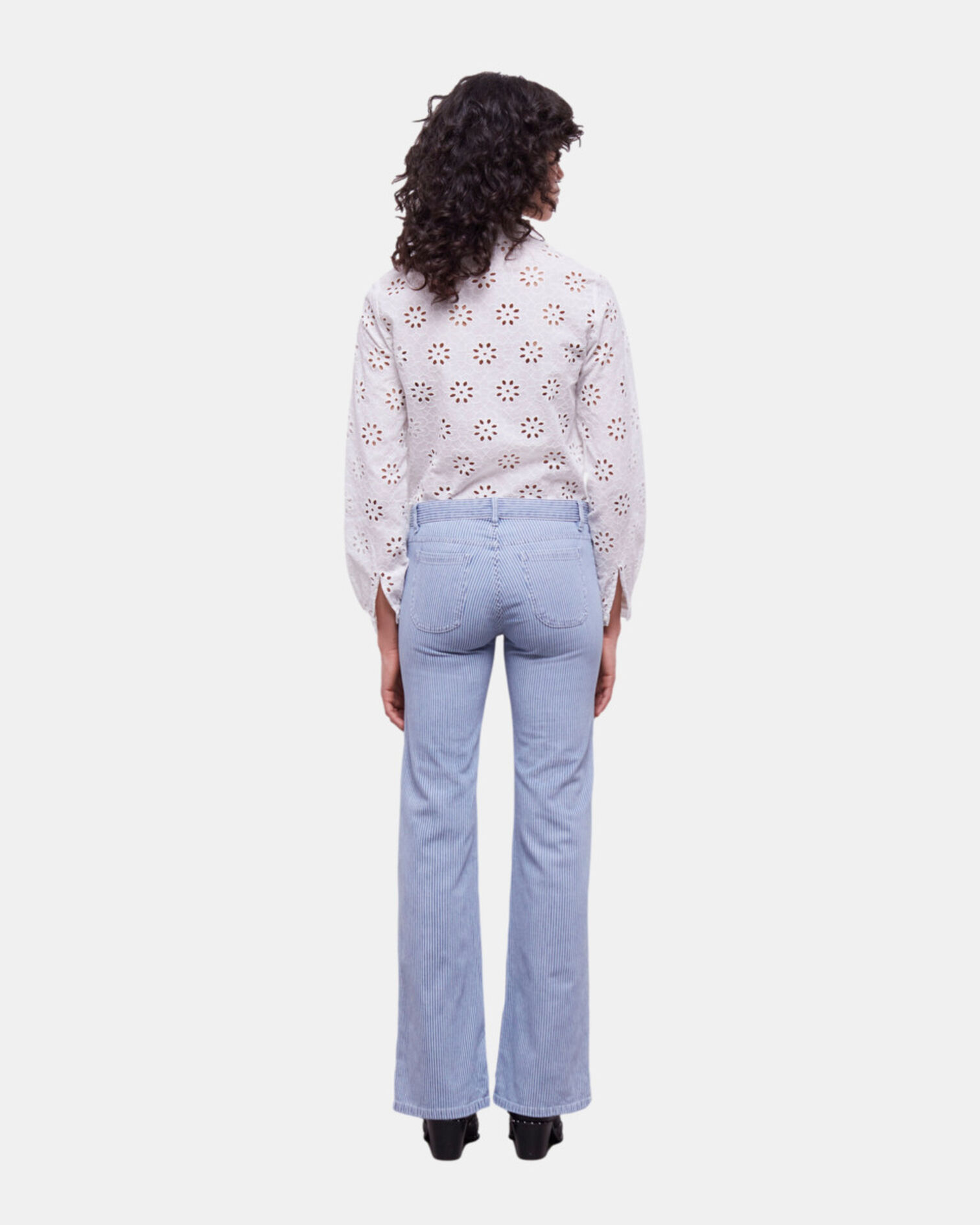 Blue and white striped jeans, BLUE DENIM, hi-res image number null