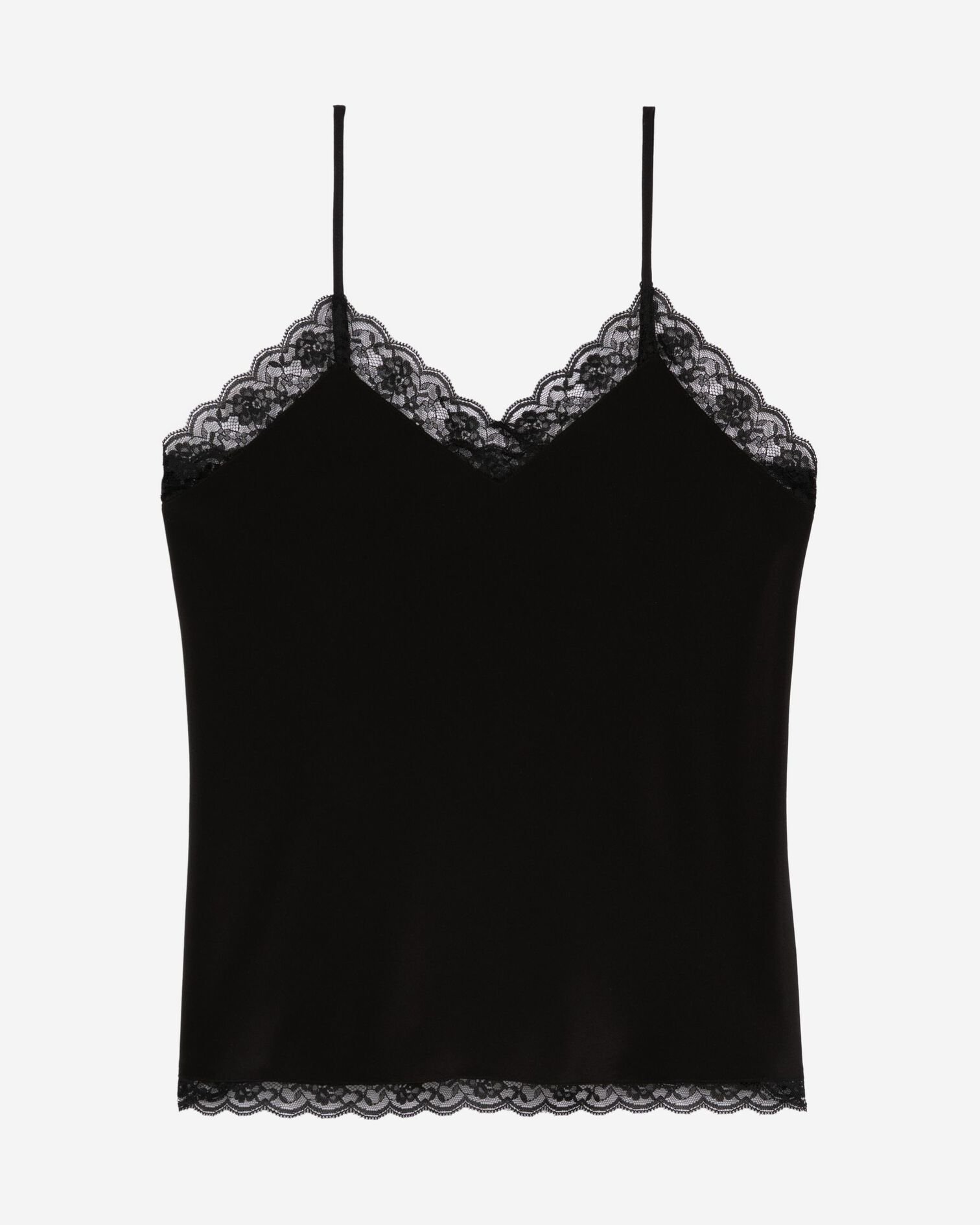 Black silk and lace camisole, BLACK, hi-res image number null