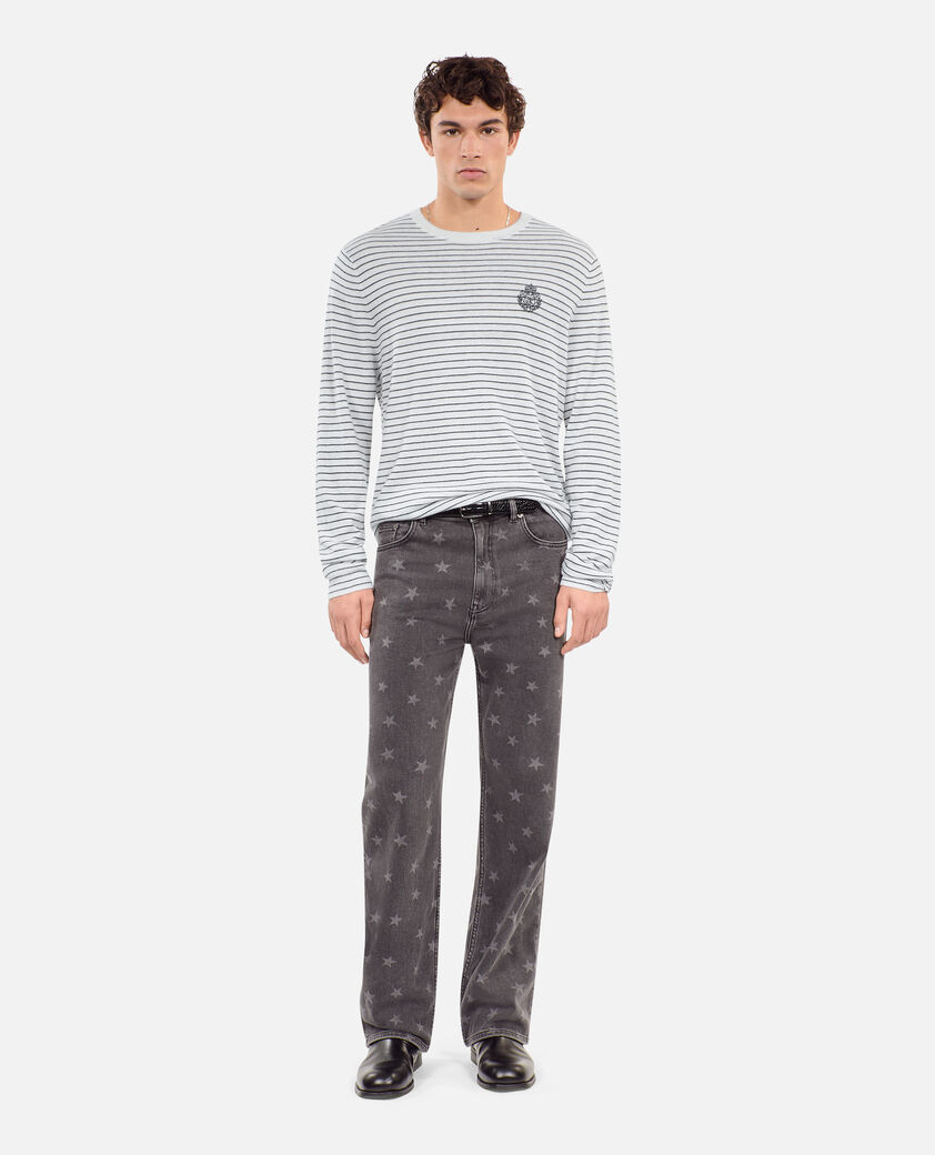 The Kooples HOMME WHITE / BLUE pull blason à rayures en laine et cachemire
