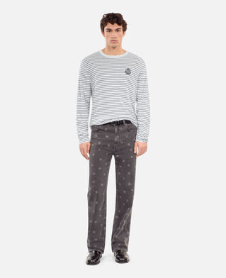 The Kooples HOMME WHITE / BLUE pull blason à rayures en laine et cachemire