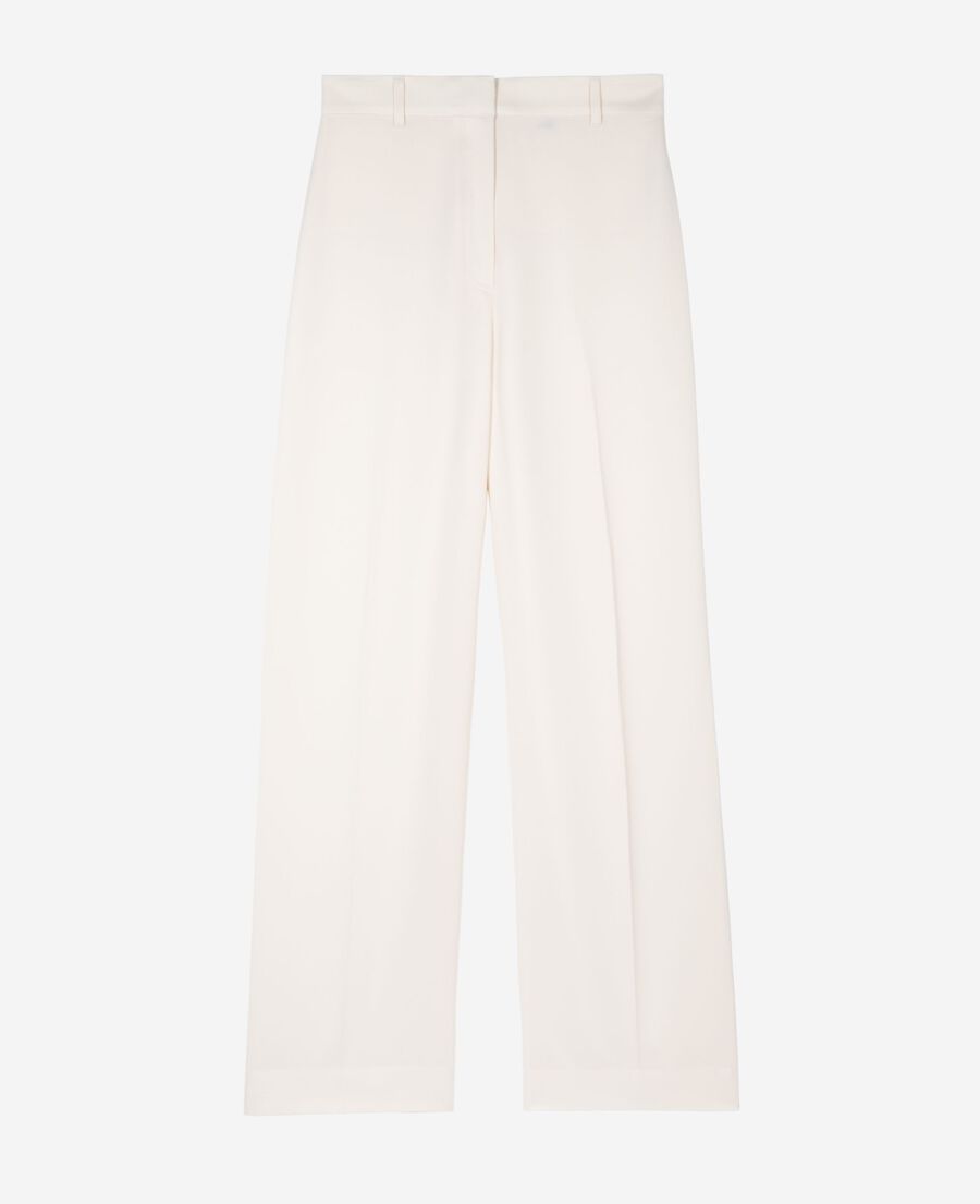The Kooples WOMEN WHITE wide-leg pants in ecru satin