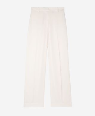 The Kooples WOMEN WHITE wide-leg pants in ecru satin