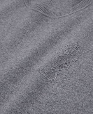 The Kooples HOMME MELANGE GREY pull en laine mélangée avec broderie gris
