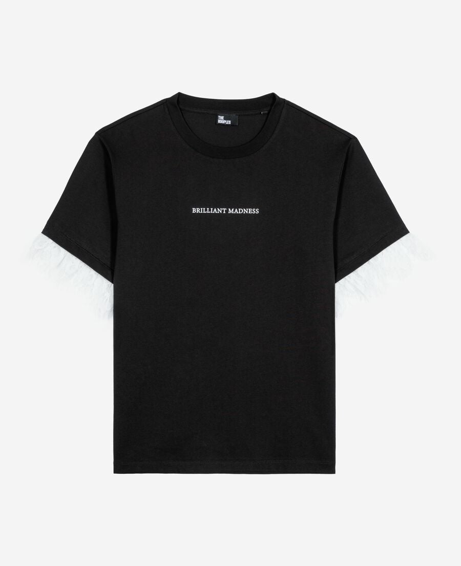 The Kooples MUJER BLACK camiseta con serigrafía y encaje negro