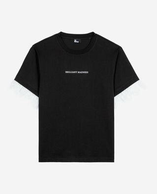 The Kooples MUJER BLACK camiseta con serigrafía y encaje negro