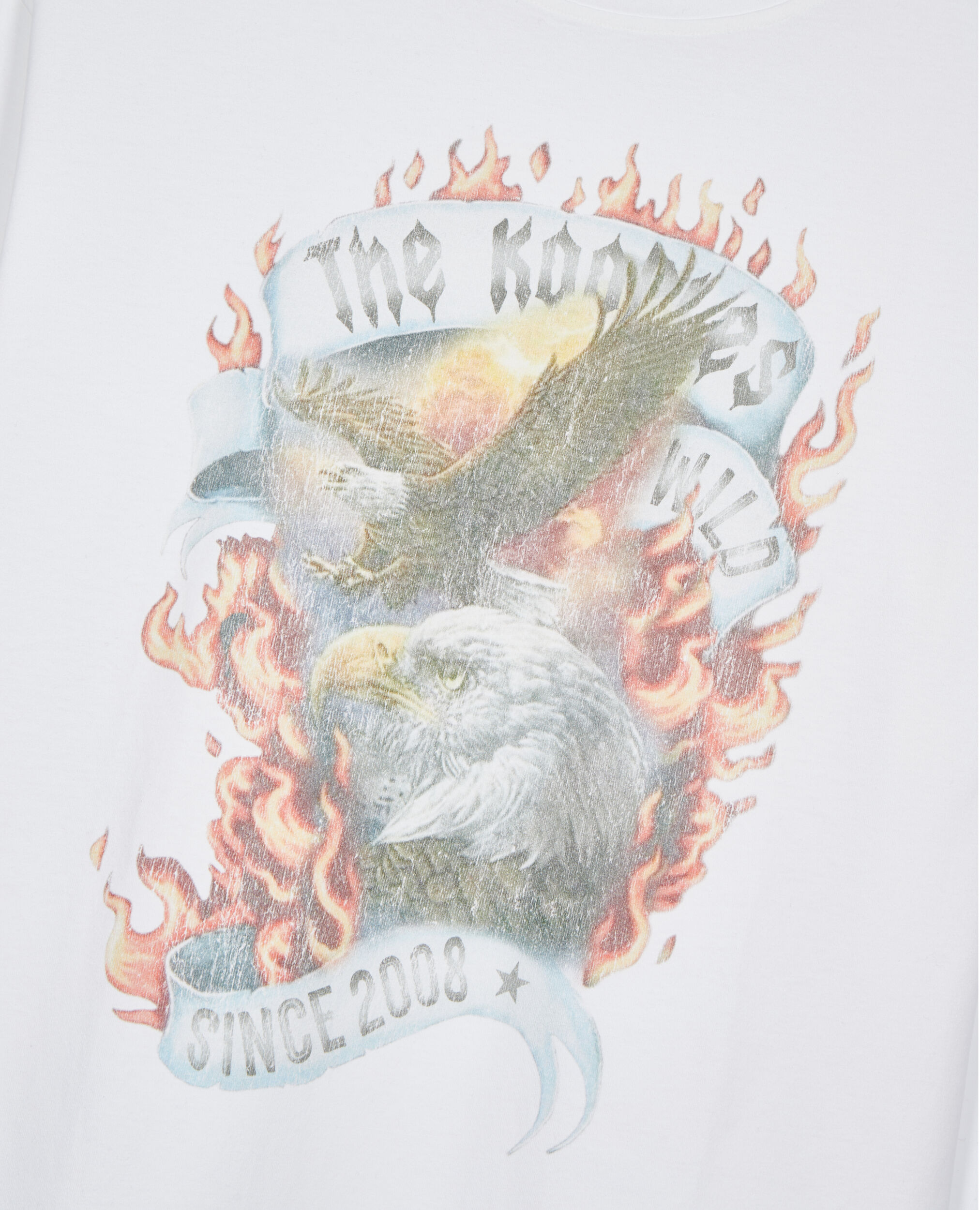 Ecrufarbenes T Shirt Eagles on fire