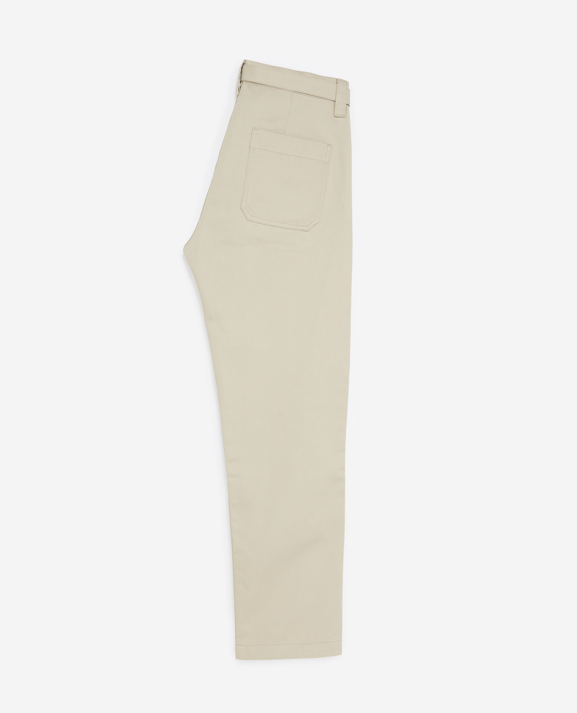 Pantalón algodón beige cinturón integrado, BEIGE, hi-res image number null
