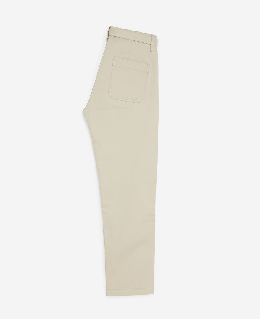 beige cotton pants with integrated belt