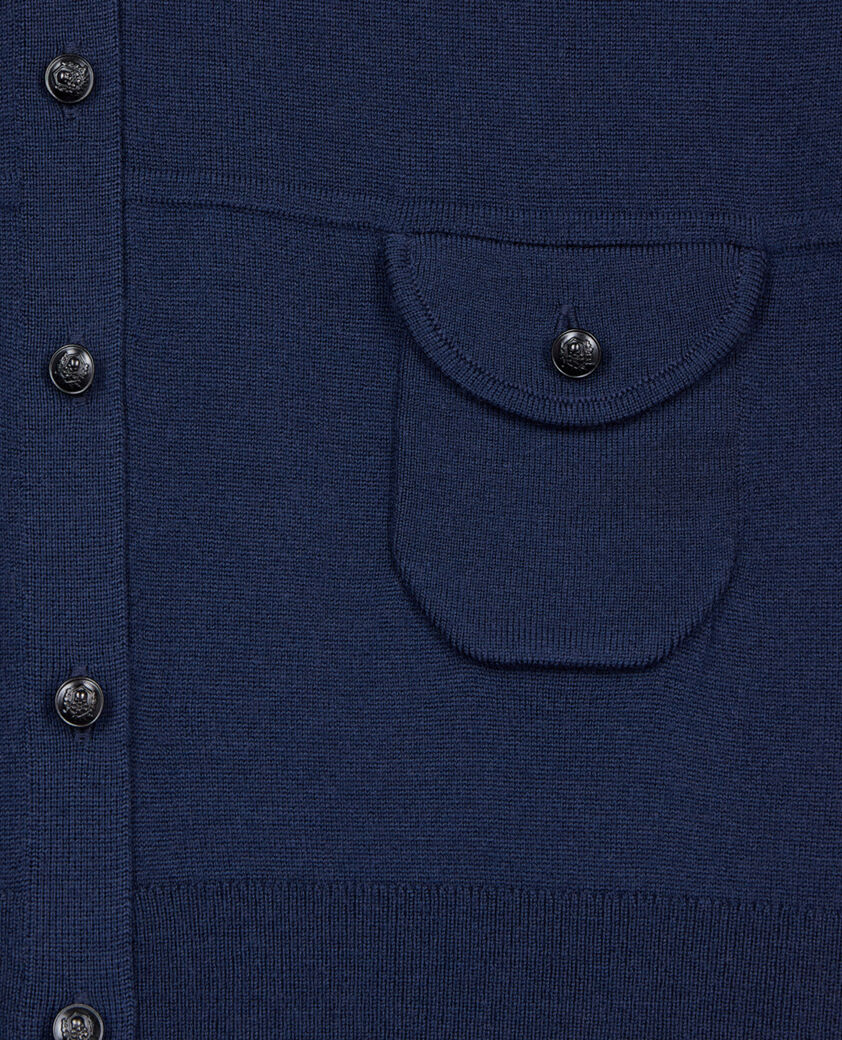 The Kooples WOMEN NAVY navy blue wool cardigan