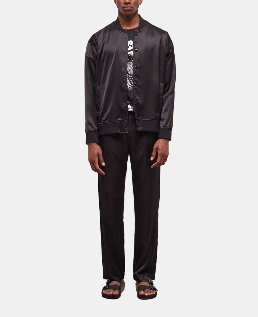 schwarze jacke mit satin-effekt
