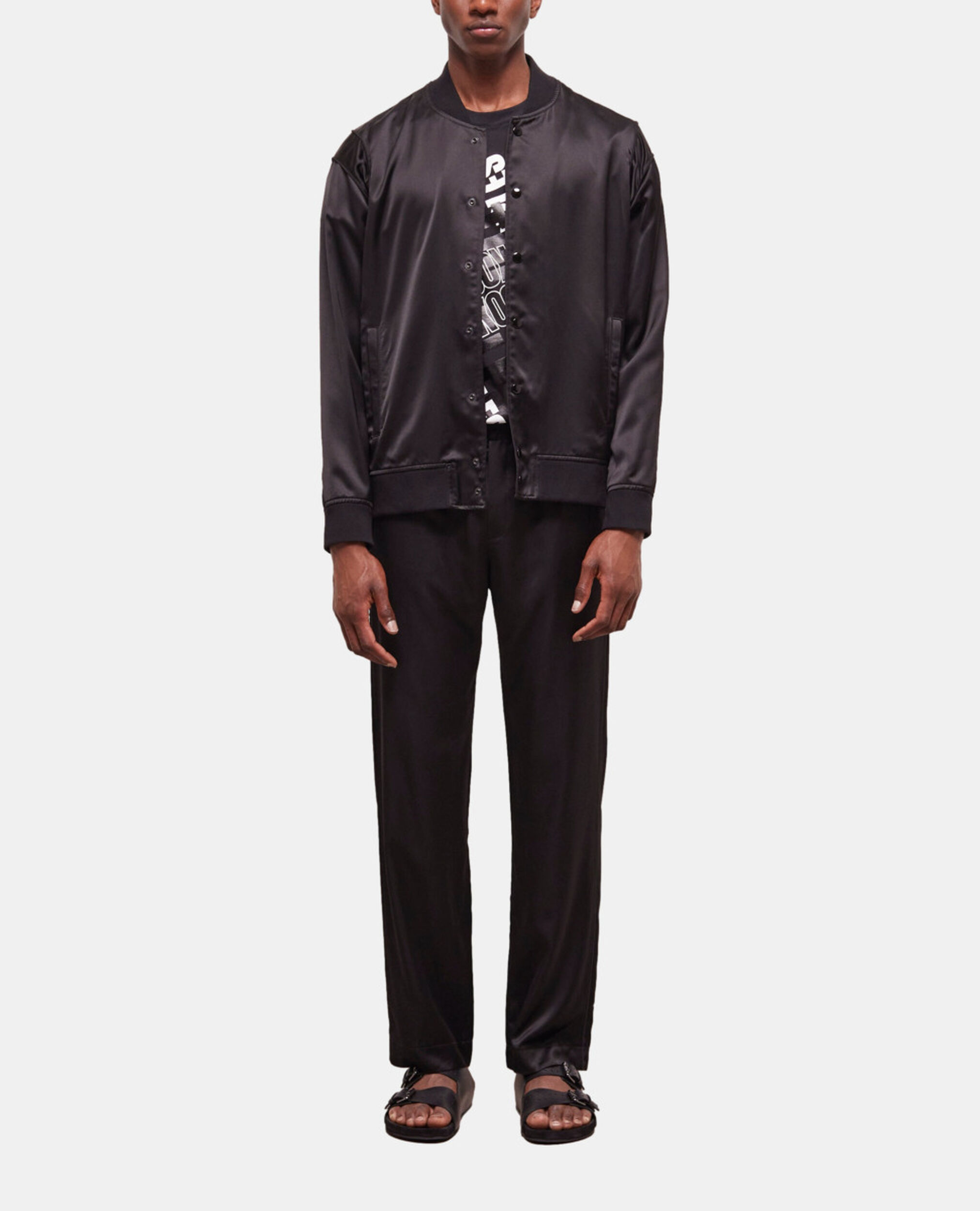 Schwarze Jacke mit Satin-Effekt, BLACK, hi-res image number null